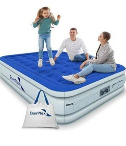 lot 100691 image: EnerPlex Queen Air Mattress for Camping, Home & Travel - 16 Inch Double Height Inflatable Bed with Built-in Dual Pump - Durable, Adjustable Blow Up Mattress - Easy to InflateQuick Set Up