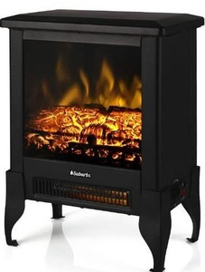 lot 100693 image: TURBRO Suburbs TS17 Compact Electric Fireplace Stove, Freestanding Stove Heater with Realistic Flame - CSA Certified - Overheating Safety Protection - for Small Spaces - 18 1400W