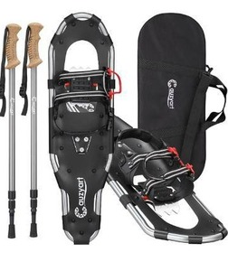 lot 100701 image: Cauzyart Snowshoes for Women Men Youth Kids, 212530 Inches Lightweight Aluminum Terrain Snow Shoes with Anti-Shock Trekking Poles and Carrying Tote Bag, Easy to Wear with One-Pull System