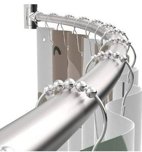 lot 100711 image: Adjustable Curved Shower Curtain Rod Rustproof Expandable Aluminum Metal Shower Rod 38-72 Inches Telescoping Design Exquisite Customizable for Bathroom,Brushed Nickel