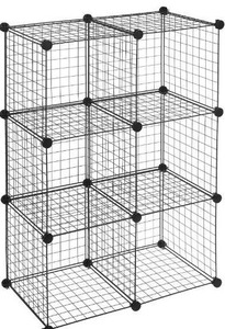 lot 100723 image: Amazon Basics 6-Cube Wire Grid Storage Shelves, 14 x 14 Stackable Cubes, Black