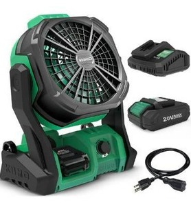 lot 100724 image: KIMO Portable Fan Battery Operated, 10 Rechargeable High-Velocity Industrial Fan wHook & Variable Speed, Outdoor Fans for Patios WaterproofJobsiteCampingHurricaneGarage(Extension Cord Included)