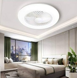 lot 100730 image: Sunifier 22 Bladeless Ceiling Fan with Light, Remote Control Low Profile Modern Ceiling Fans with Lights, 3 Colors Flush Mount Ceiling Fan Light for Living Room Bedroom (22 INCH, White)