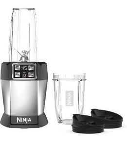 lot 100735 image: Ninja BL480D Nutri Personal Countertop Blender, Auto-iQ Technology, 1000-Watts, for Frozen Drinks, Smoothies, Sauces & More, with 18-oz. & 24-oz. To-Go Cups & Spout Lids, BlackSilver