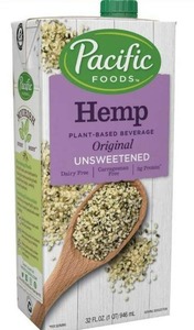 lot 100737 image: Pacific Foods Hemp Original Unsweetened Plant-Based Milk, Keto Friendly, 32 Fl Oz (Pack of 12)