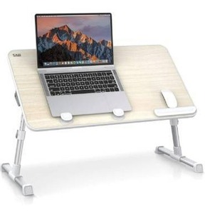 lot 100760 image: SAIJI Laptop Bed Tray Table, Adjustable Home Office Standing Desk Portable Lightweight Foldable Lap Desk for Sofa Couch Floor Working Studying Reading Writing Eating,Fit Up to 17 Laptop(Large,Teak)