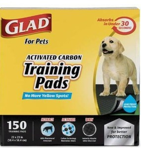 lot 100772 image: Glad for Pets Black Charcoal Puppy Pads-New & Improved Puppy Potty Training Pads That ABSORB & NEUTRALIZE Urine Instantly-Training Pads for Dogs, Dog Pee Pads, Pee Pads for Dogs, Dog Crate Pads