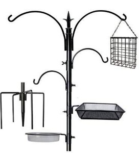 lot 100774 image: yosager 91 x 23 Premium Bird Feeding Station Kit, Bird Feeder Pole Wild Bird Feeder Hanging Kit with Metal Suet Feeder Bird Bath for Bird Watching Birdfeeder Planter Hanger