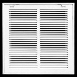 lot 100786 image: 14 X 14 Return Air Filter Grille  - Filter Included  - Easy Plastic Tabs for Removable FaceDoor - HVAC Vent Duct Cover - White Outer Dimensions 15.75w X 15.75h