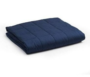 lot 100791 image: YnM Oeko-Tex Certified Premium 60 x 80 Inch 22 Pound Cotton Calming Heavy Weighted Blanket with Glass Beads for Queen Beds, Navy Blue
