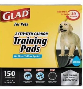 lot 100807 image: Glad for Pets Black Charcoal Puppy Pads-New & Improved Puppy Potty Training Pads That ABSORB & NEUTRALIZE Urine Instantly-Training Pads for Dogs, Dog Pee Pads, Pee Pads for Dogs, Dog Crate Pads