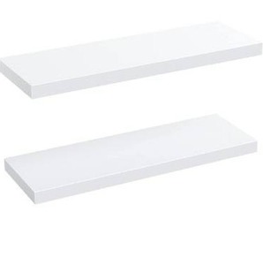 lot 100810 image: AMADA HOMEFURNISHING Floating Shelves White, Wall Shelf 24 Inch for BathroomKitchenBedroom Storage & Decor, Large Shelf Set of 2-AMFS06