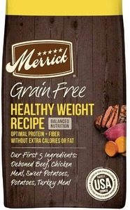 lot 100813 image: Merrick Real Meat Dry Dog Food Health Weight Recipe