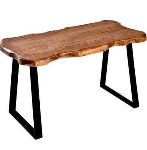 lot 100820 image: WELLAND Wood Entryway Bench with Metal Legs, Mid-Century Modern Bench for Living Room, Indoor, Porch, Farmhouse