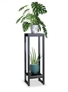 lot 100832 image: 37 inches Metal Tall Plant Stand Rack, 2 Tier Plant Shelves Indoor Flower Pots Stand Holder Planter Display for Living Room Balcony Garden (2 Tier)