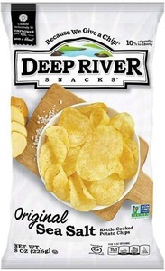 lot 100836 image: Deep River Snacks Original Sea Salt Kettle Cooked Potato Chips, Non GMO, 8 Ounce (Pack of 12)