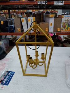 lot 29338 image: Golden Hanging Chandelier Light Fixture Pendant