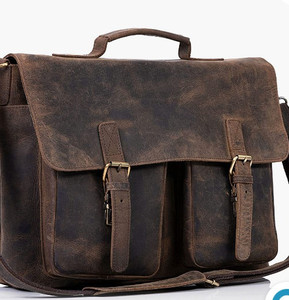 lot 29342 image: KomalC 16 Inch Buffalo Leather Briefcase Laptop Messenger Bag Office Briefcase