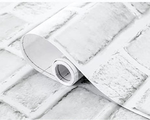 lot 29376 image: Coavas Brick Wallpaper Peel and Stick,5 Rolls,White Gray