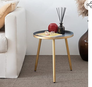 lot 29413 image: Aojezor Round Side Table,GoldWhite
