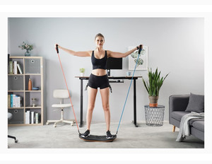lot 29428 image: FEZIBO Standing Desk Anti Fatigue Mat Wooden Wobble Balance Board