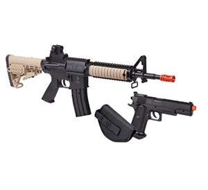 lot 29434 image: Warrior Protection Spring-Powered Single-Shot Airsoft Rifle And Pistol Kit