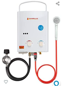 lot 29483 image: Camplux Enjoy Outdoor Life 5L 1.32 GPM Outdoor Portable Propane Tankless Water Heater