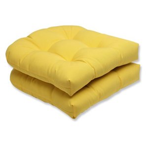 lot 29594 image: Pillow Perfect OutdoorIndoor Fresco Yellow Wicker Seat Cushion,Set of 2