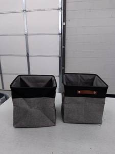 lot 29625 image: GreyBlack Foldable Storage Baskets,Set of 2