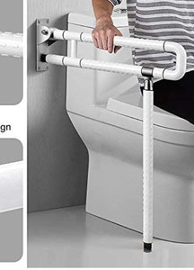 lot 29638 image: Handicap Grab Bars for Bathroom,Foldable Stainless Toilet Grab Bar with Textured Grip