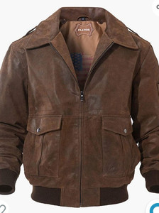 lot 29644 image: FLAVOR Mens Leather Flight Bomber Jacket Air Force Aviator, 3X-L