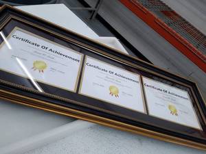 lot 29671 image: Space Art Deco,Triple Certificate Frame Double Mat for Three Certificates or Diplomas