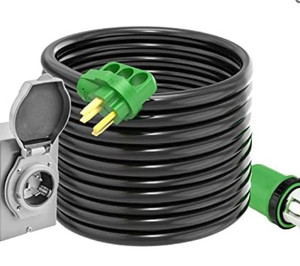 lot 29778 image: RVINGPRO 50 Amp Generator Cord 50FT and Power Inlet Box Waterproof Combo Kit