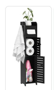 lot 29787 image: Small Bathroom Storage,Toilet Paper Stand Beside Toilet Storage, Black