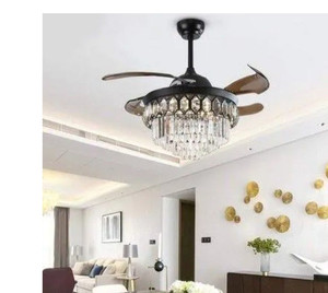 lot 29789 image: 42in. Black Fandelier Crystal Ceiling Fan Light,Everly Quinn