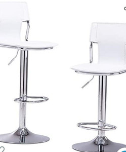 lot 29807 image: Sidanli White Adjustable Swivel Counter Bar Stool Chairs with Back,Set of 2