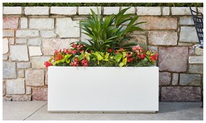 lot 37 image: PolyStone Milan Tall Trough Planter, 46W x 19H x 17D, White