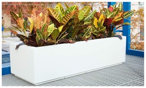 lot 49 image: PolyStone Planter Riviera Trough Planter - 46 x 17 x 12 in, White