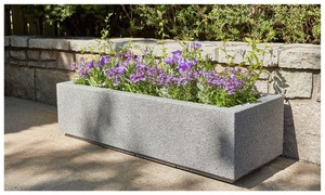 lot 51 image: PolyStone Planter Riviera Trough Planter - 46 x 17 x 12 in, Gray Granite