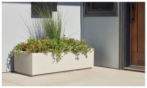 lot 53 image: PolyStone Planter Riviera Trough Planter - 46 x 17 x 12 in, Greige