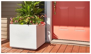 lot 54 image: PolyStone Planters Monterray Square Planter, 23W x 23D x 19H, White
