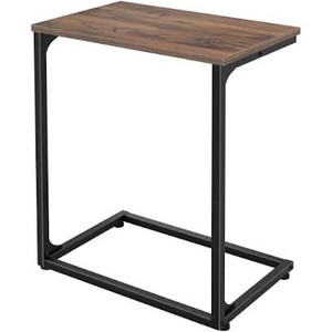 lot 1620 image: Sofa Side Table Couch End C Shaped Table That Slide Under for Small Spaces Bedside Living Room - Narrow C Tray Laptop Snack Coffee Drink Wood Metal Industrial 26 Tall