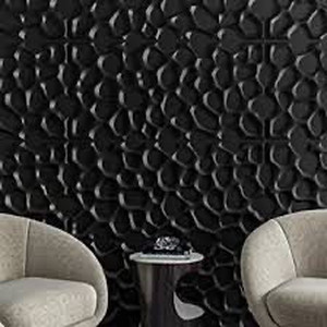 lot 1628 image: Art3d Large PVC 3D Wall Panel Sandpits in Black with Coverage 46.2 Sq.Ft, 6-Sheet 23.6 x 47.2inches