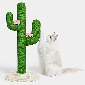 lot 1631 image: VETRESKA 31.5 Tall Cat Scratching Post Cactus Cat Scratchers for Indoor Cats, Vertical Cat Scratcher with Natural Sisal Rope, Durable Cat Scratch Post for Young and Adult Cats
