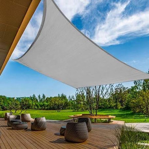 lot 1632 image: KANAGAWA Sun Shade Sail Rectangle UV Block Canopy Cover for Patio Backyard Lawn Garden Outdoor Activities (12x 16, Light Grey 1)