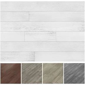 lot 1658 image: Art3d Peel and Stick Reclaimed Barn Wood Planks for Wall, White-Washed (16 Sq Ft)