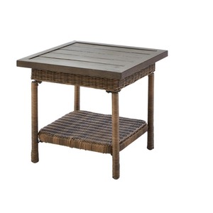 lot 1710 image: Hampton Bay FWS80486E Beacon Park Steel Wicker Outdoor Accent Table