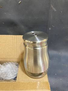 lot 50046 image: STAINLESS STEEL SALT SHAKER CASE OF 6