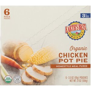 lot 50126 image: (6 Pack) Earths Best Organic Stage 3, Chicken Pot Pie Baby Food, 3.5 oz Pouch