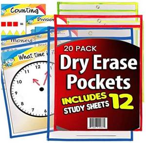 lot 50157 image: Iprimio - Dry Erase Learning Pockets - Sheets 10 Pack - Includes 12 Learning - -